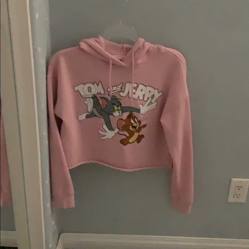 Tom and jerry themed cropped hoodie